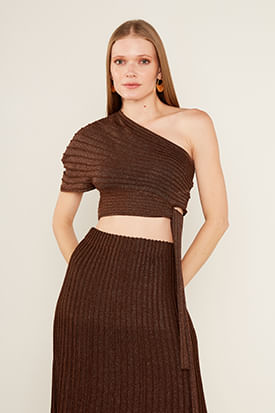 Blusa Tricot Amarração - Marrom Capuccino