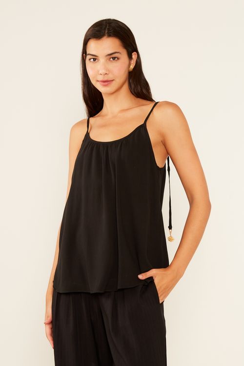 Regata Casual Franzido - Preto