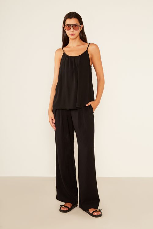 Regata Casual Franzido - Preto