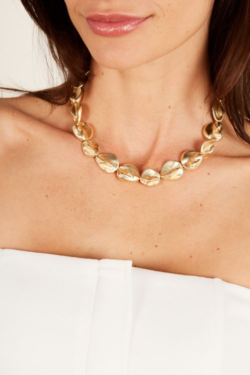 Colar Orgânico Martelado - Dourado