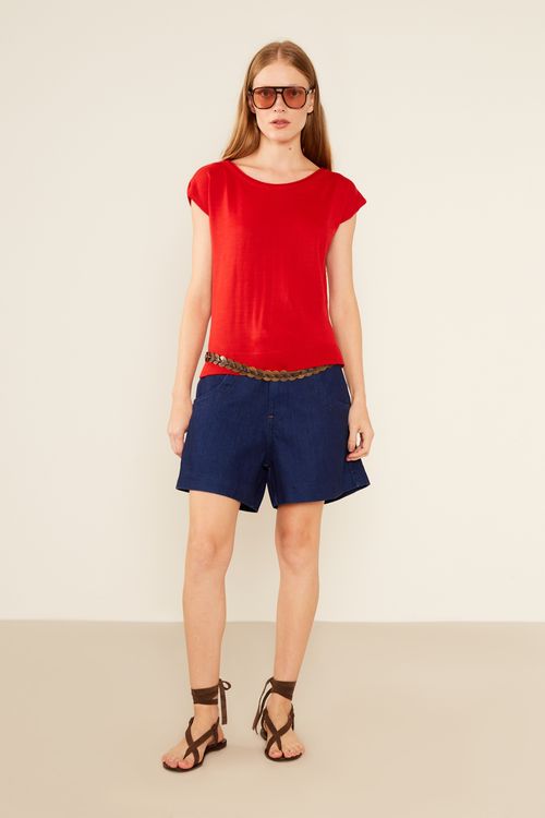 T-Shirt Tricot Básica - Vermelho Pepper