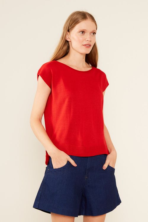 T-Shirt Tricot Básica - Vermelho Pepper