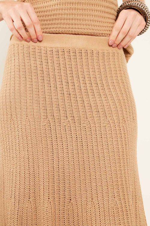 Saia Tricot Midi - Bege Areia