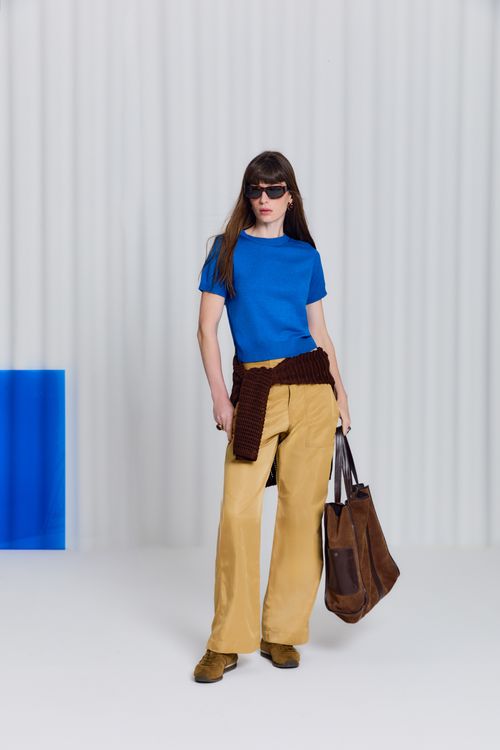 Calça Sarja Bolso Aplicado - Bege Ambar