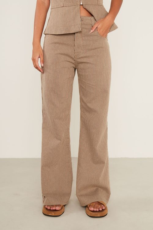 Calça Sarja Listras - Bege Ambar