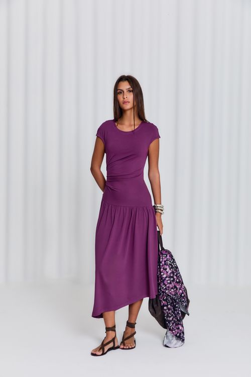 Vestido Malha Assimétrico - Purpura Escura