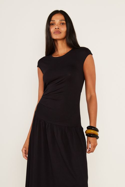 Vestido Malha Assimétrico - Preto