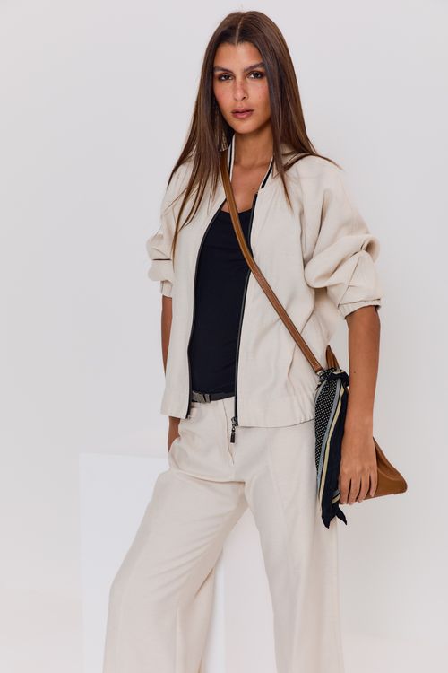Bomber Casual Linen - Cru