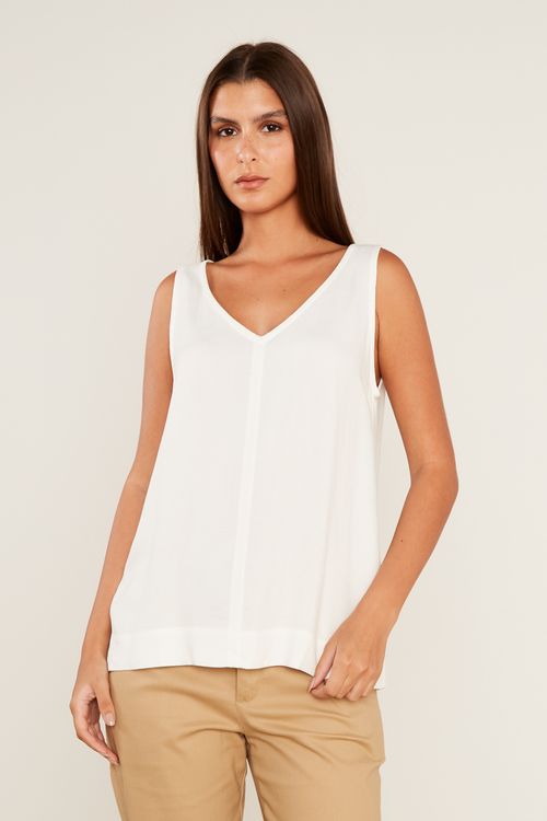 Blusa Decote v Recorte - Off White