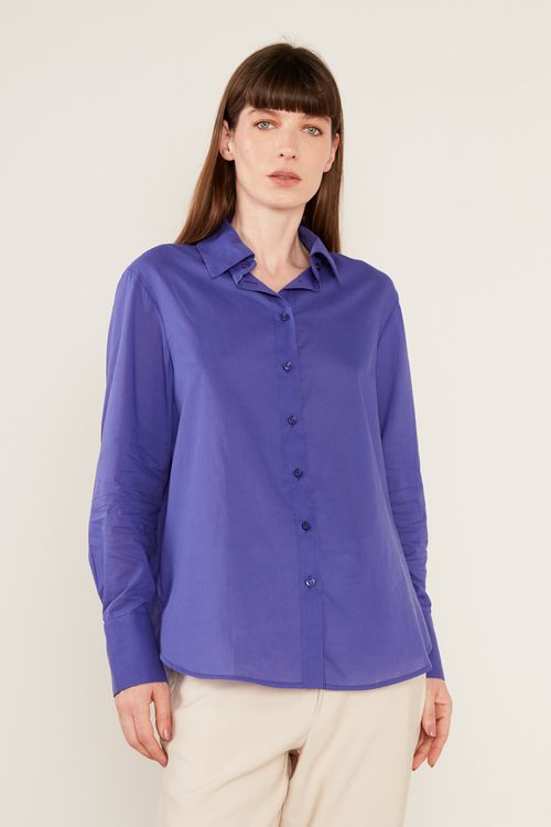 Camisa Algodão Botões - Azul Cobalto