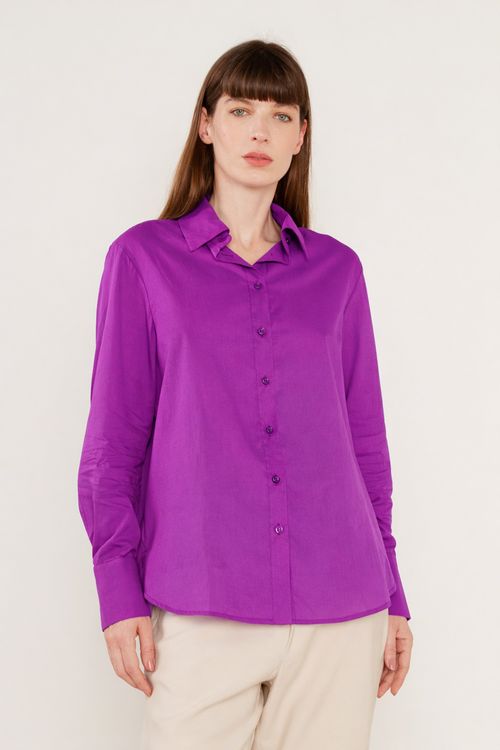 Camisa Algodão Botões - Purpura Escura