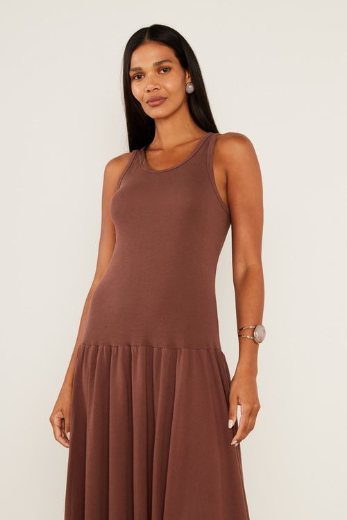 Vestido Malha Regata - Marrom Mascavo