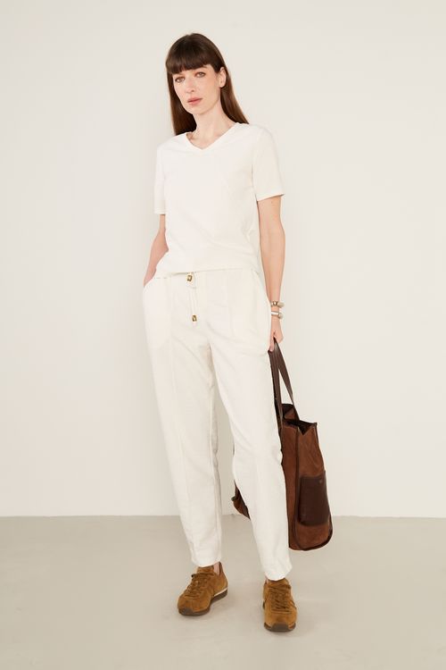 Calça Malha Texturizada - Off White