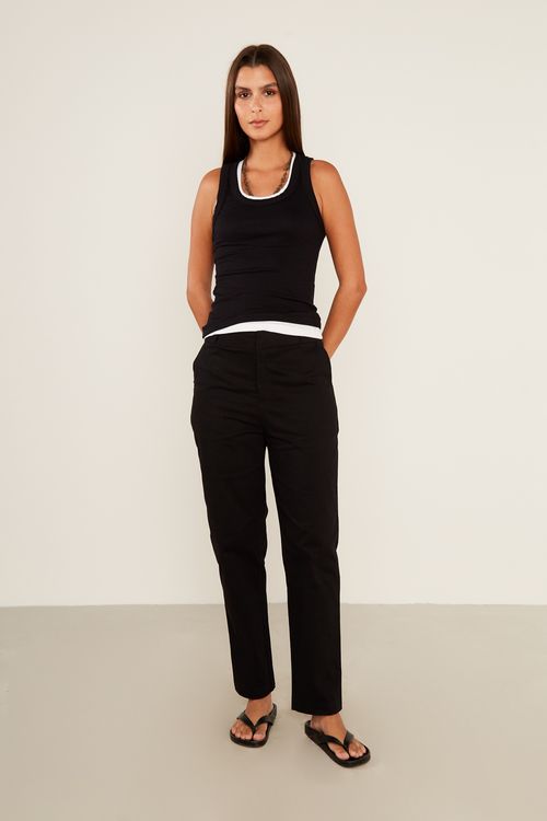 Calça Sarja Bolso Faca Curta - Preto