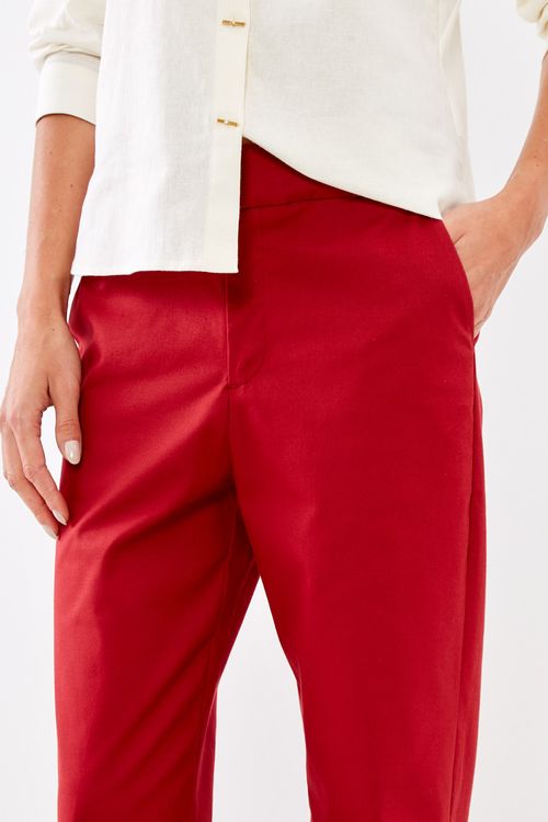 Calça Sarja Bolso Faca - Burgundy