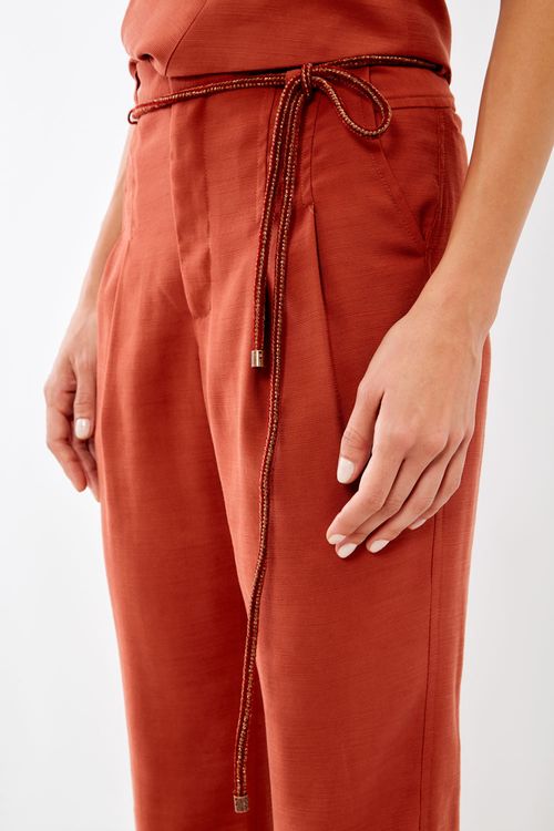 Calça Prega Casual - Mogno