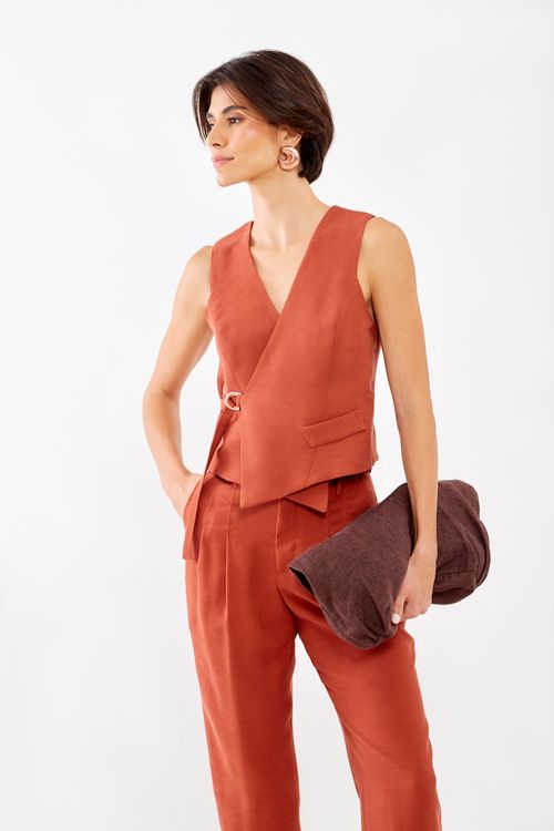 Colete Casual Amarração - Mogno