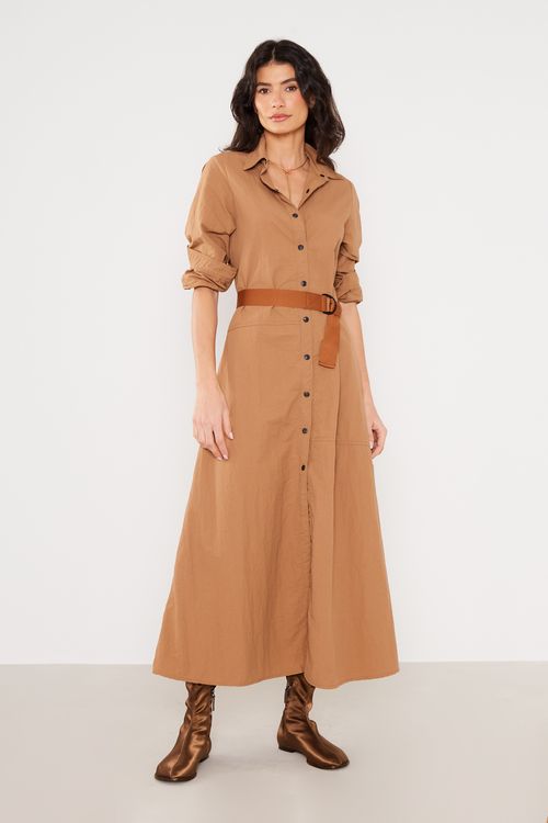 Vestido Techno Chemise - Bege Areia