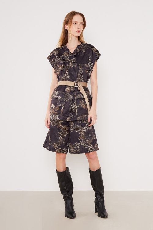 Colete Sarja Estampa Camélia - Est Camelia