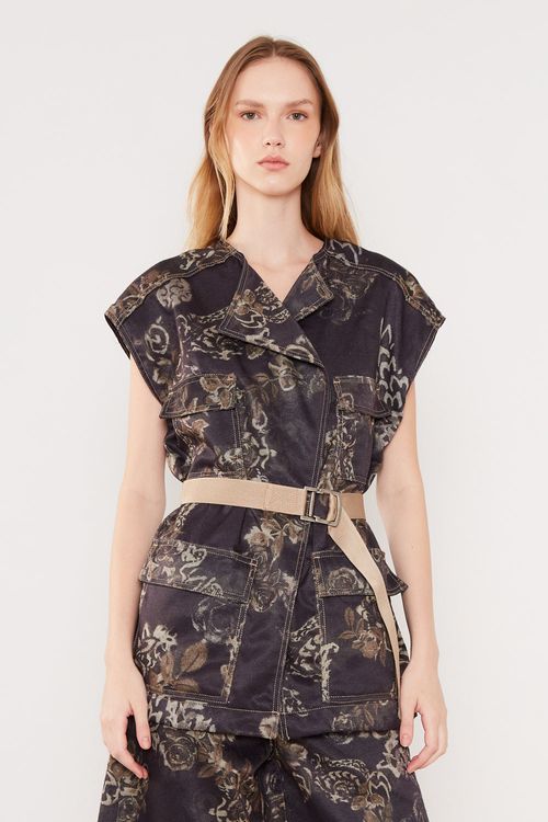 Colete Sarja Estampa Camélia - Est Camelia