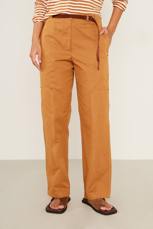 Calça Casual Fivela - Bege Nozes