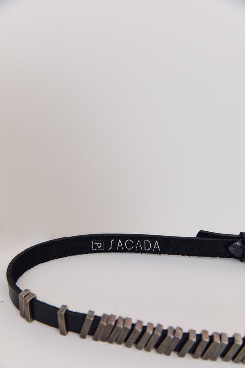 Cinto Couro Metais - Preto