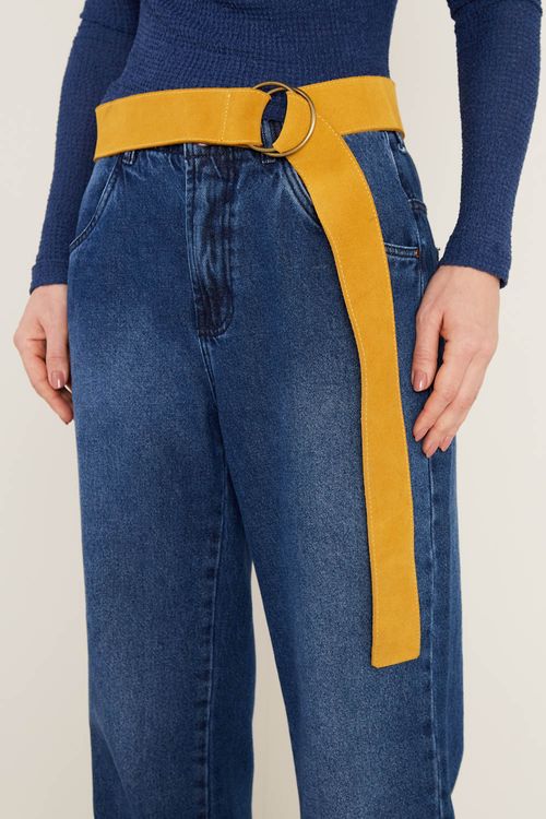 Cinto Camurça Argolas - Camelo