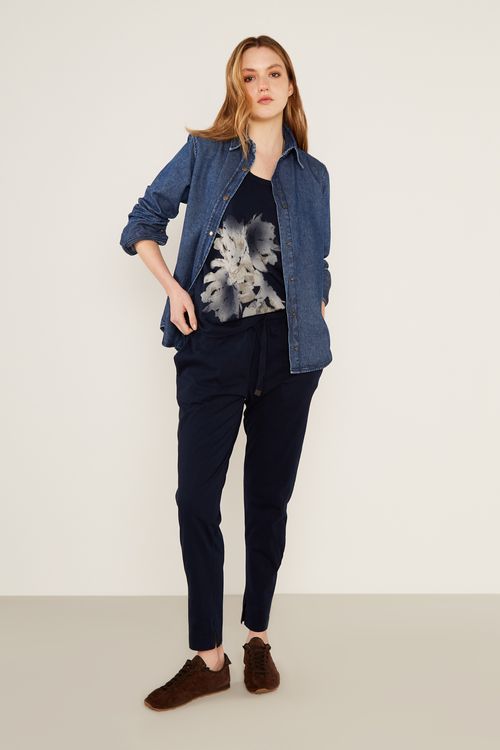 Regata Malha Silk Pietra - Azul Escuro