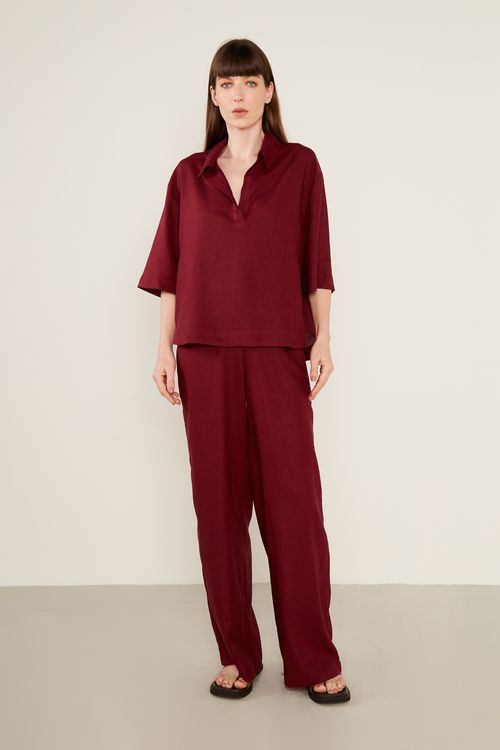 Blusa Casual Linho - Grena