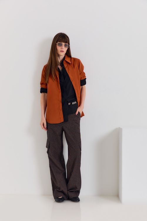 Calça Casual Xadrez Cargo - Xadrez