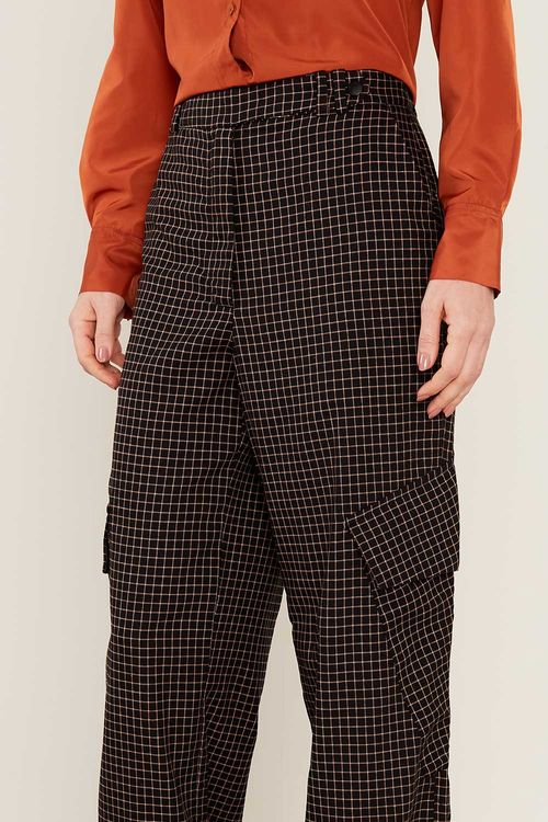 Calça Casual Xadrez Cargo - Xadrez