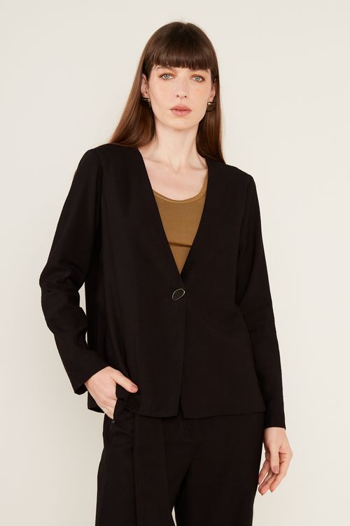 Casaco Casual Botão Resina - Preto
