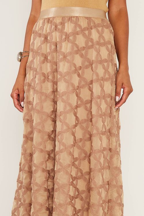 Saia Bordado Allure - Camelo