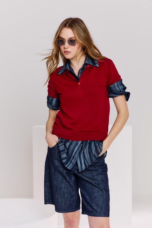 T-Shirt Tricot Polo - Grena