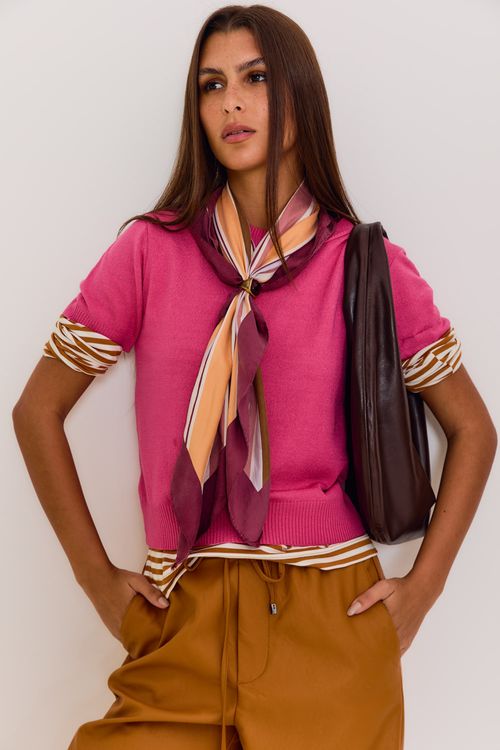 T-Shirt Tricot Básica - Rosa Balet