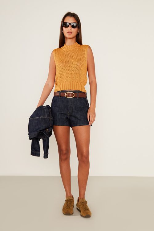 Regata Tricot Gola - Amarelo Ambar