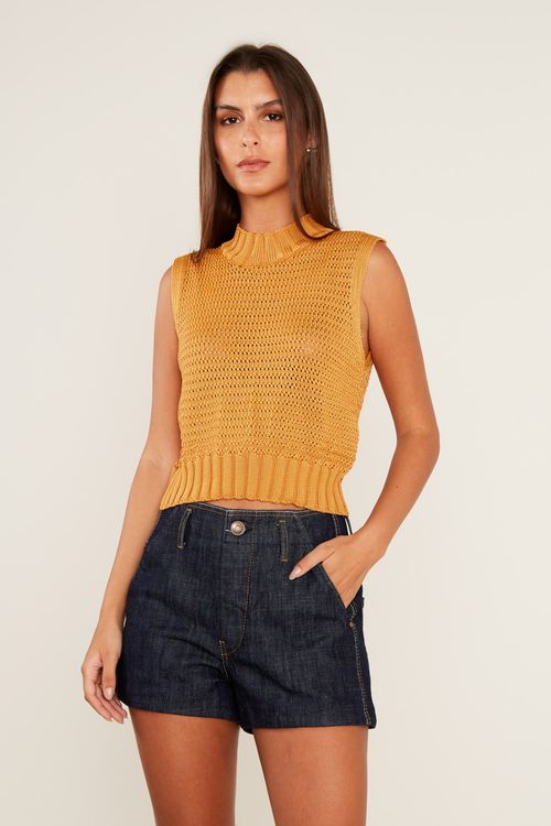 Regata Tricot Gola - Amarelo Ambar