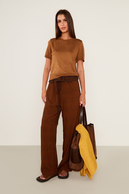 T-Shirt Tricot Básica - Camelo