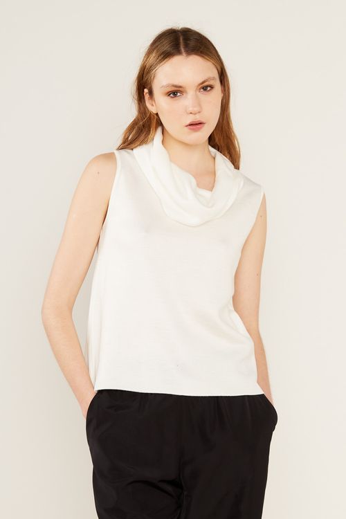 Blusa Tricot Gola - Off White