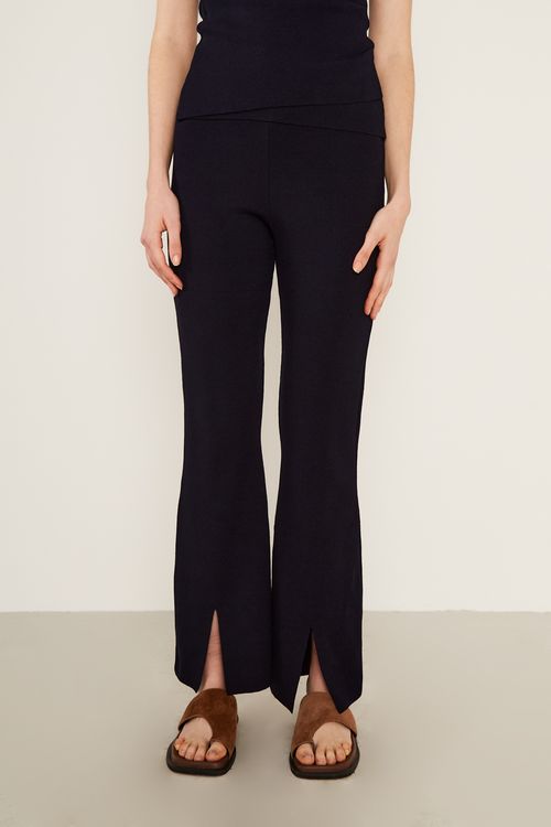 Calça Tricot Abertura - Azul Escuro