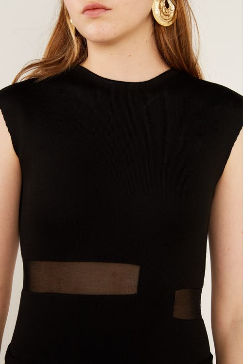 Vestido Tricot Transpassado Rayon - Preto