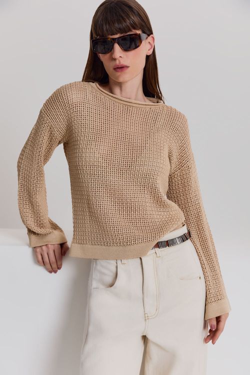 Pull Tricot Barra - Areia