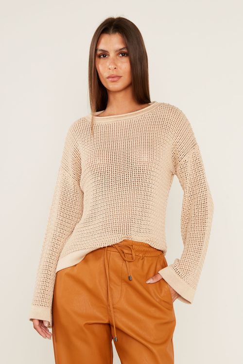 Pull Tricot Barra - Areia