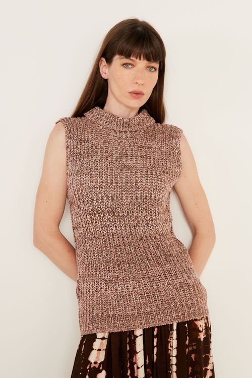 Regata Tricot Mescla - Rosa Cha