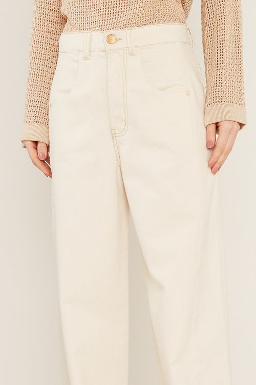 Calça Sarja Pantalona - Cru