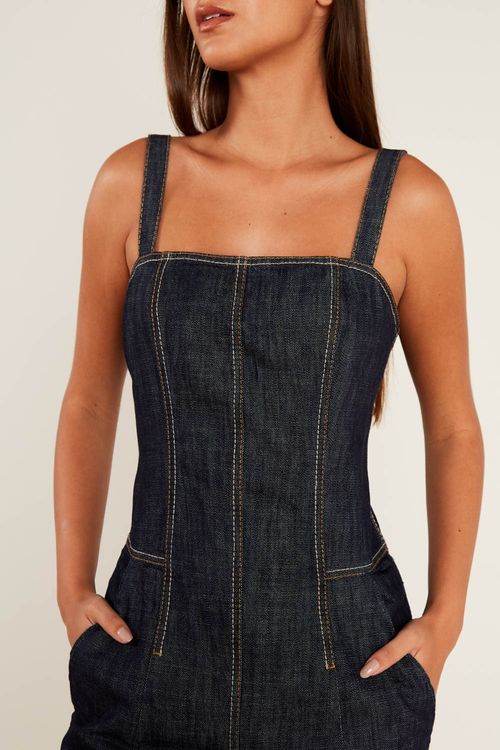 Macacão Jeans Alças - Jeans