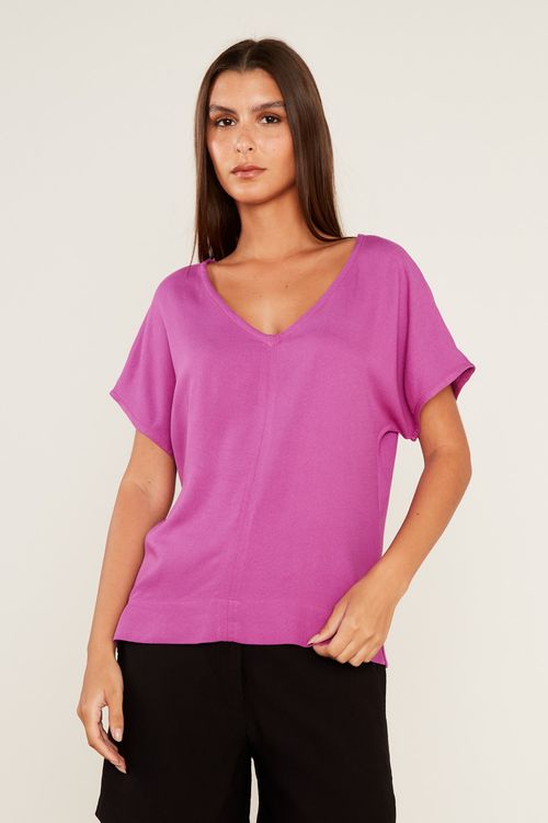Blusa Com Recorte e Manga - Purpura Escura