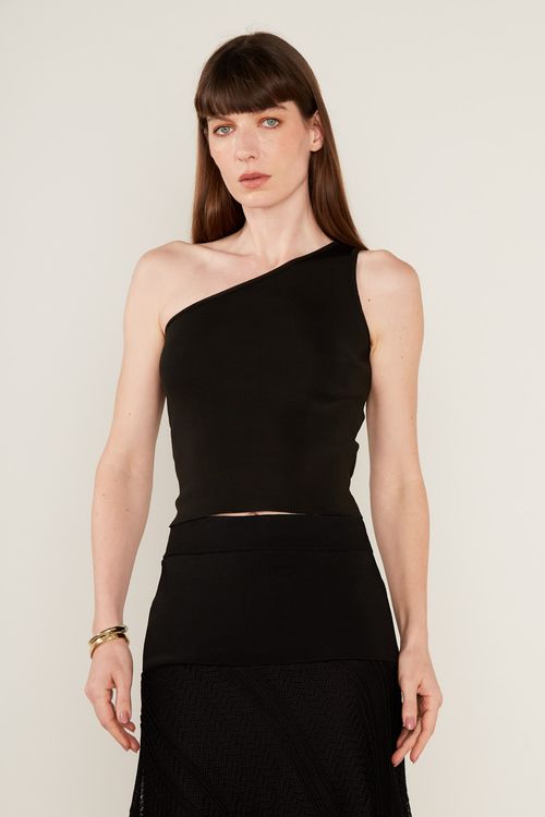 Blusa Tricot Ombro Só - Preto
