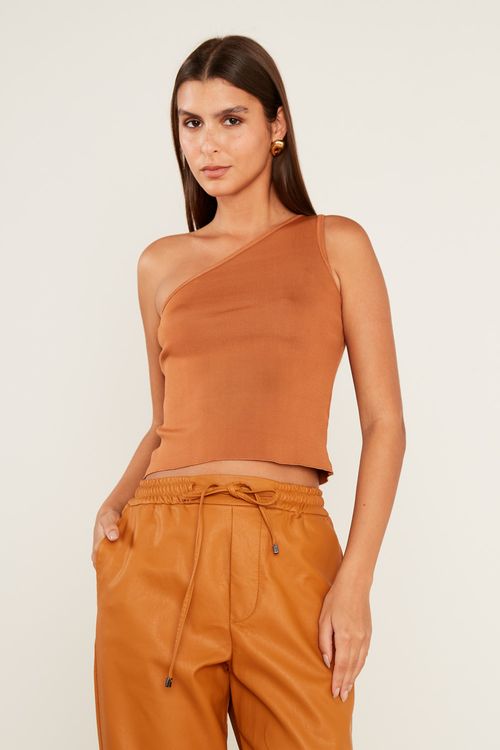 Blusa Tricot Ombro Só - Marrom Mascavo