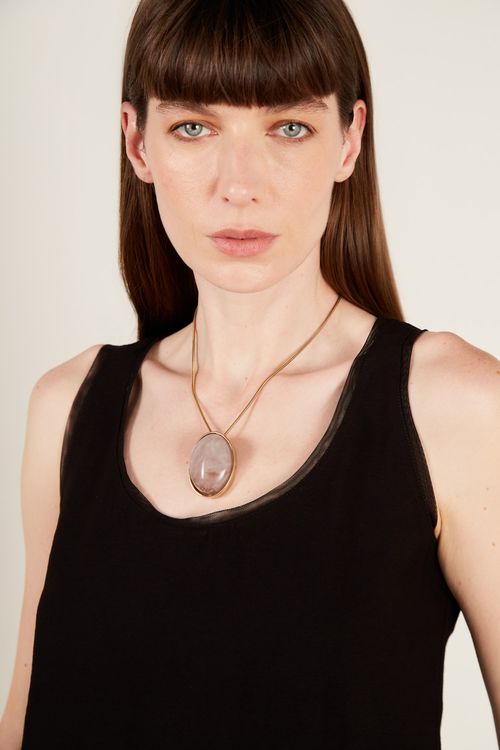 Colar Pedra Solitaria - Dourado